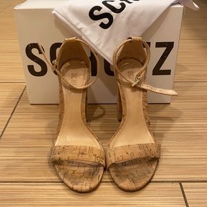 Schutz strap heels beige cork